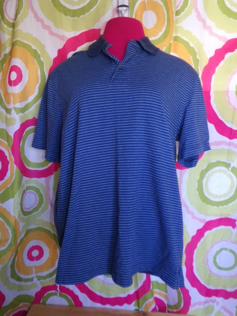 George Blue/White Striped SS Polo Sz L (42-44)